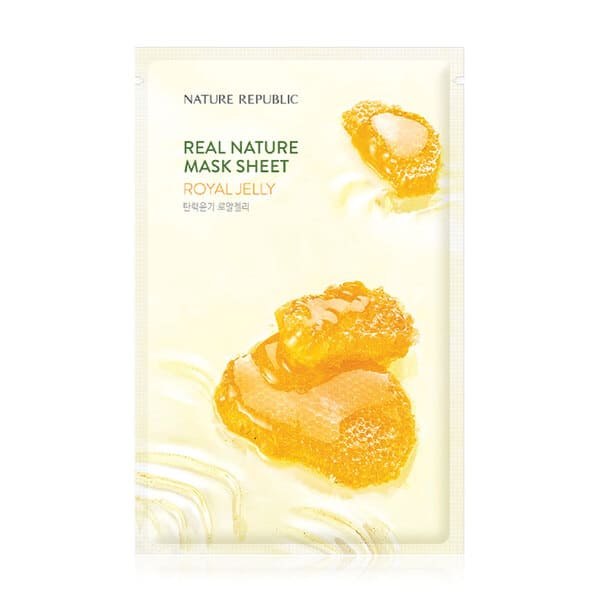 Real Nature Royal Jelly Mask Sheet แผ่นมาส์กหน้า สูตรอ่อนโยนสำหรับคนผิวแพ้ง่าย